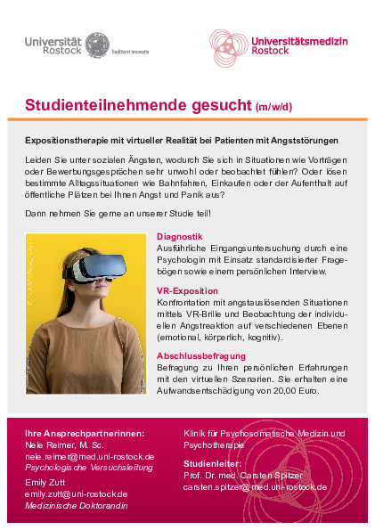 Studienflyer aktuell laufender VR-Studie